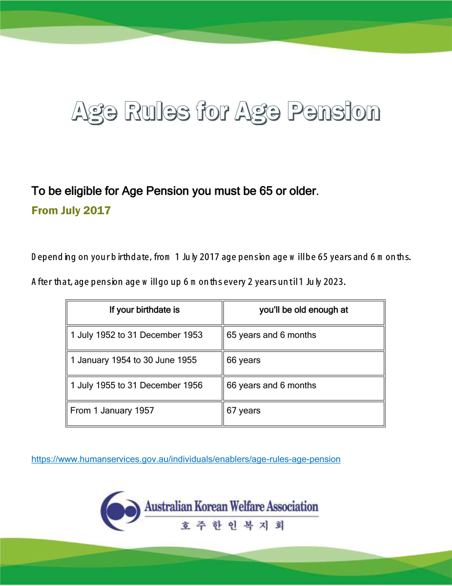 Age Rules for Age Pension_From July 2017